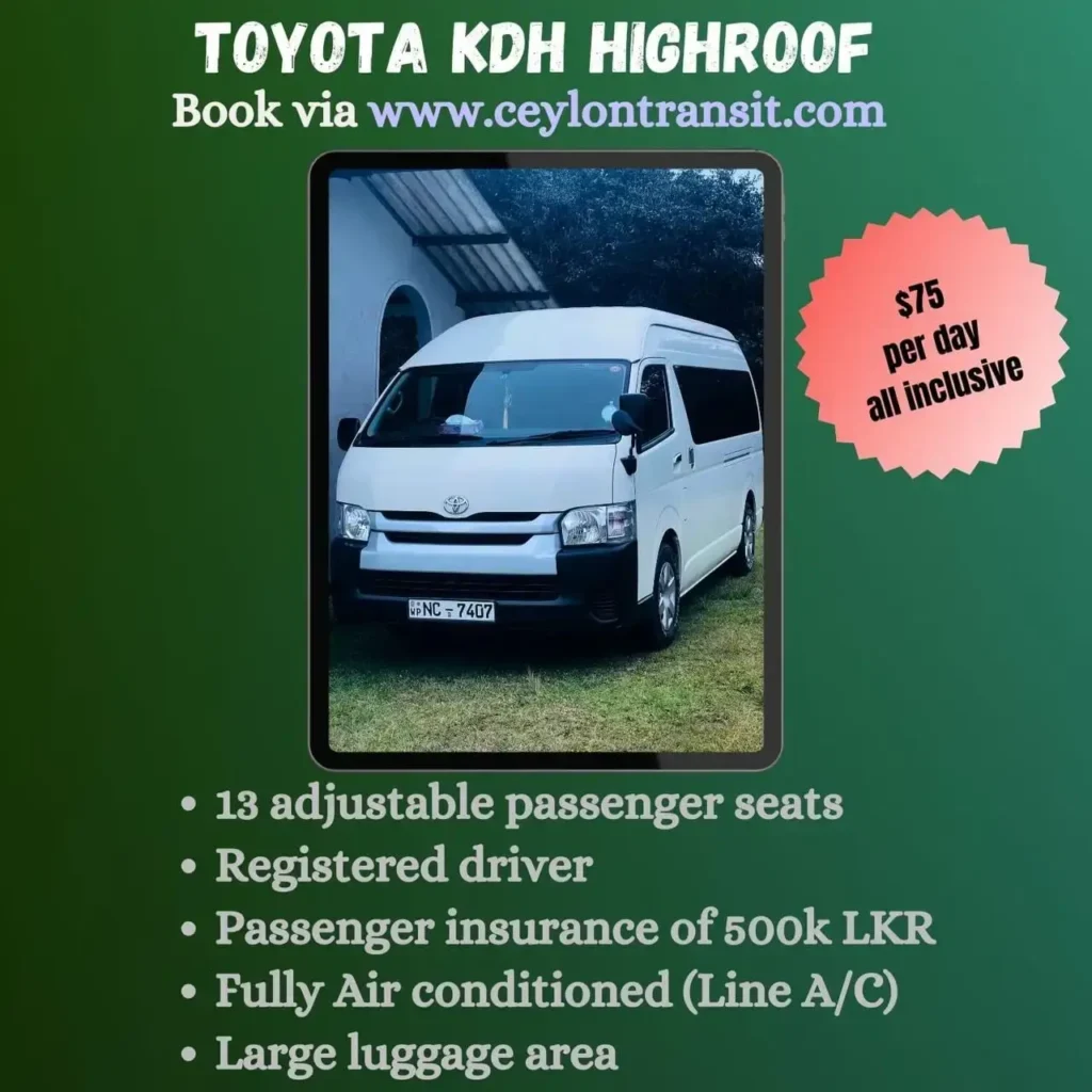 Ceylon transit travel company vehicle | Toyota KDH Highroof