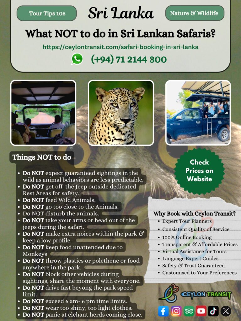 Tour Tips 106 - What NOT to do in Sri Lankan Safaris